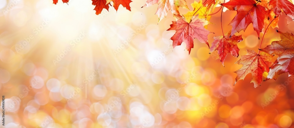 Aufkleber maple leaves in a vibrant fall display with copy space image