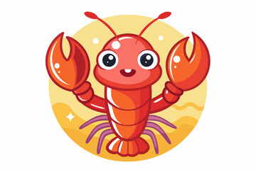 Cartoon Illustration of a Smiling Red Lobster