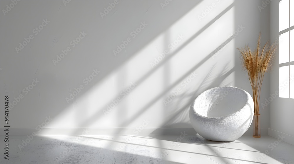 Poster minimalist white mock up background with soft shadows for showcasing modern products