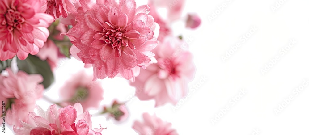 Poster Pink flowers creating a visually appealing display against a blank white copy space image