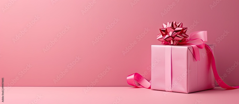 Poster pink background with a foil package providing copy space image