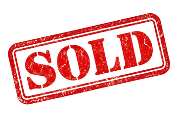 rubber stamp, sold, red-rubber, transparent background, AI generated 