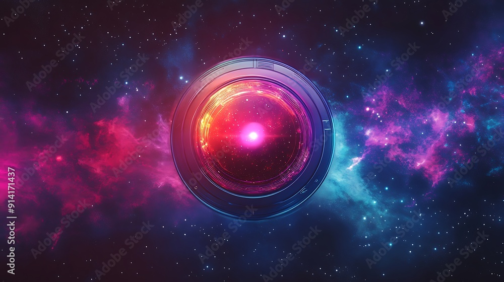 Poster cosmic glow - ethereal push button in outer space