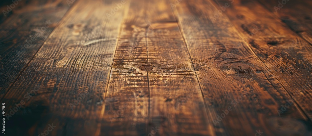 Fototapete macro shot of a vintage style rustic wooden table with detailed grain texture providing a blank canv