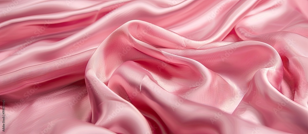 Poster silky pink fabric with a smooth texture perfect for backgrounds and copy space images