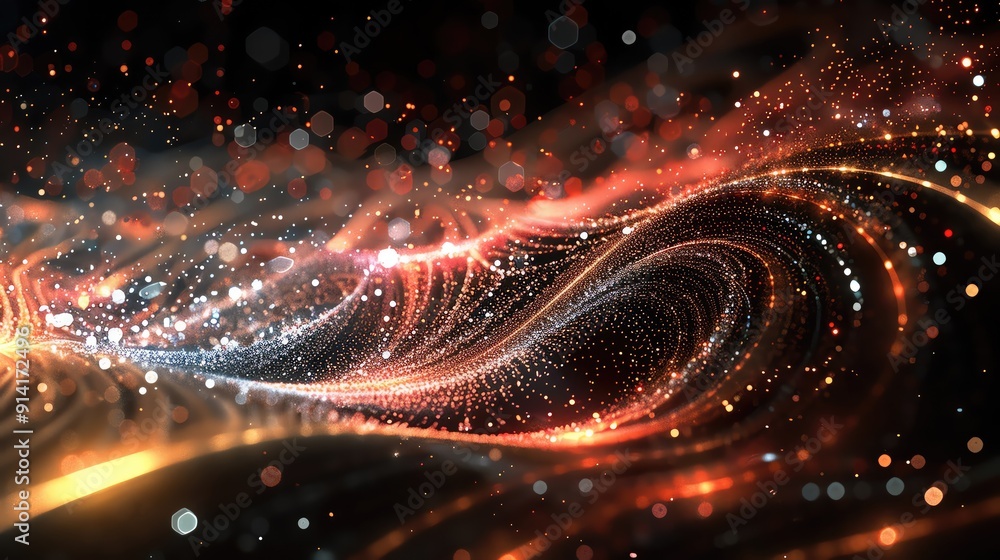Poster vibrant swirling waves of color and light create a mesmerizing abstract pattern, perfect for digital