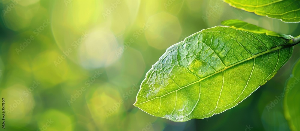 Leinwandbilder Macro shot of a leaf with a blurred background ideal for copy space image