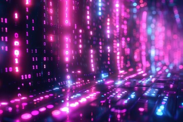 Neon Binary Code Abstract