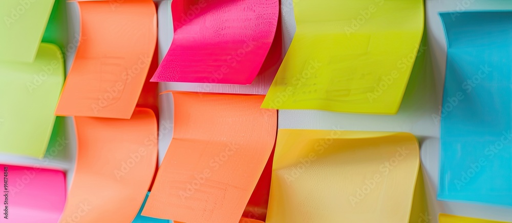 Poster wall mounted sticky notes for reminders with template copy space image