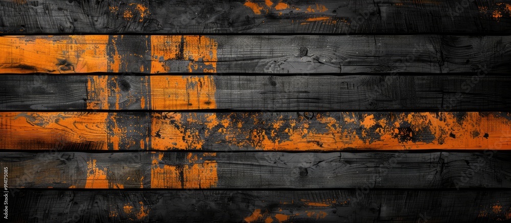 Poster background featuring a wooden texture with black and orange stripes ideal for a halloween theme with