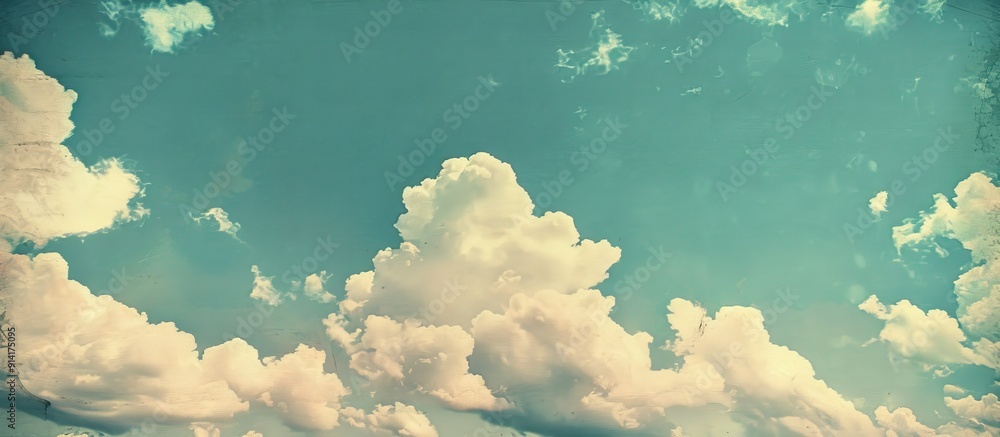 Leinwandbilder vintage hipster background featuring a beautiful blue sky with fluffy white clouds ideal for adding 