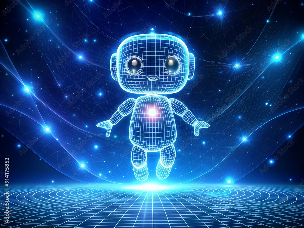 Poster futuristic 3d render of a robotic android character standing as a symbol of artificial intelligence 