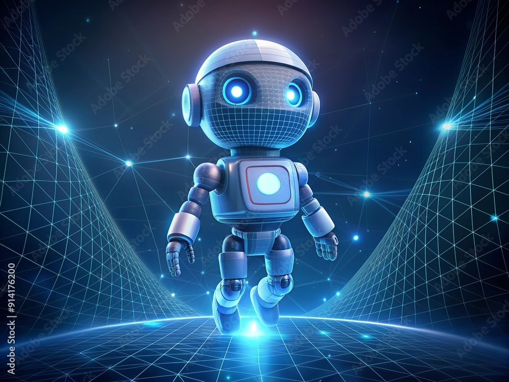 Fototapete futuristic 3d render of a robotic android character standing as a symbol of artificial intelligence 