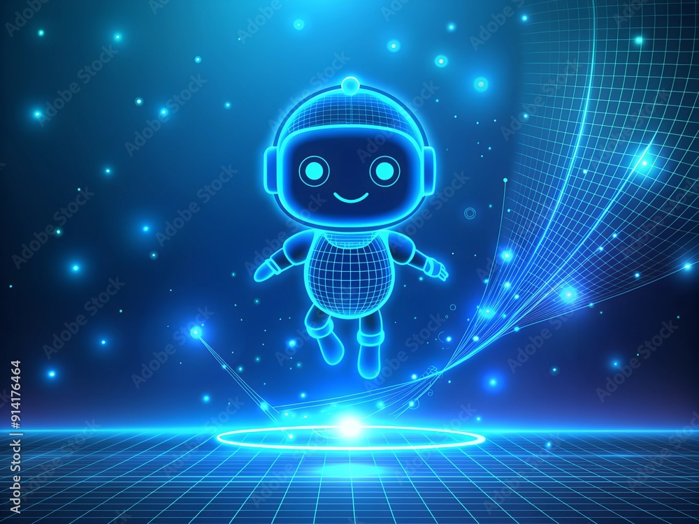 Poster futuristic 3d render of a robotic android character standing as a symbol of artificial intelligence 