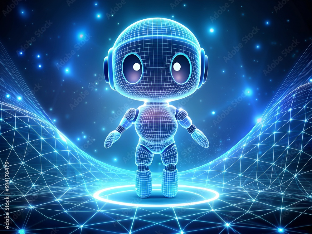 Fototapete futuristic 3d render of a robotic android character standing as a symbol of artificial intelligence 