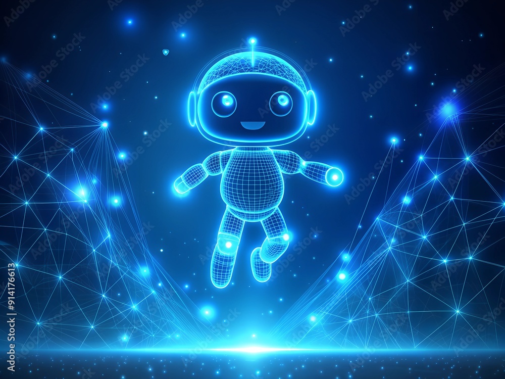Fototapete futuristic 3d render of a robotic android character standing as a symbol of artificial intelligence 