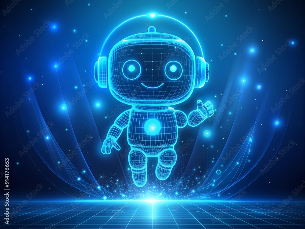 Fototapete futuristic 3d render of a robotic android character standing as a symbol of artificial intelligence 