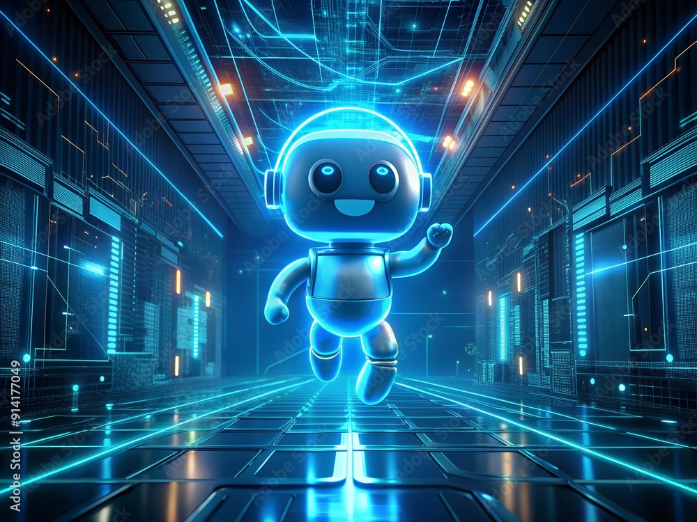 Fototapete futuristic 3d render of a robotic android character standing as a symbol of artificial intelligence 