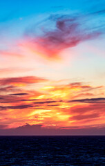 Dramatic Colorful Sunset Sky over North Atlantic Ocean.