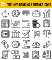 Banking & Finance - Editable Icons set. Vector illustration in modern thin line style of banking-related icons: currency, bank, graph and more.