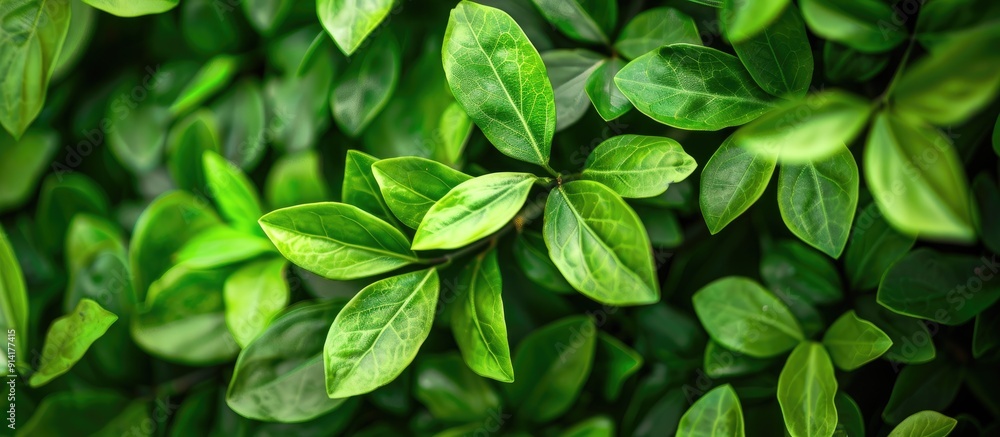 Poster background of green leaves with copy space image