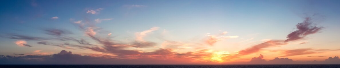Dramatic Colorful Sunset Sky over North Atlantic Ocean.