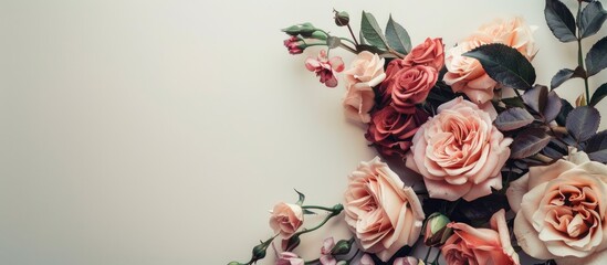 A picturesque arrangement of flowers set within an elegant frame with space for text. Creative banner. Copyspace image