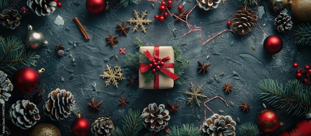 Poster a festive image with various christmas elements perfectly arranged for a charming display featuring 