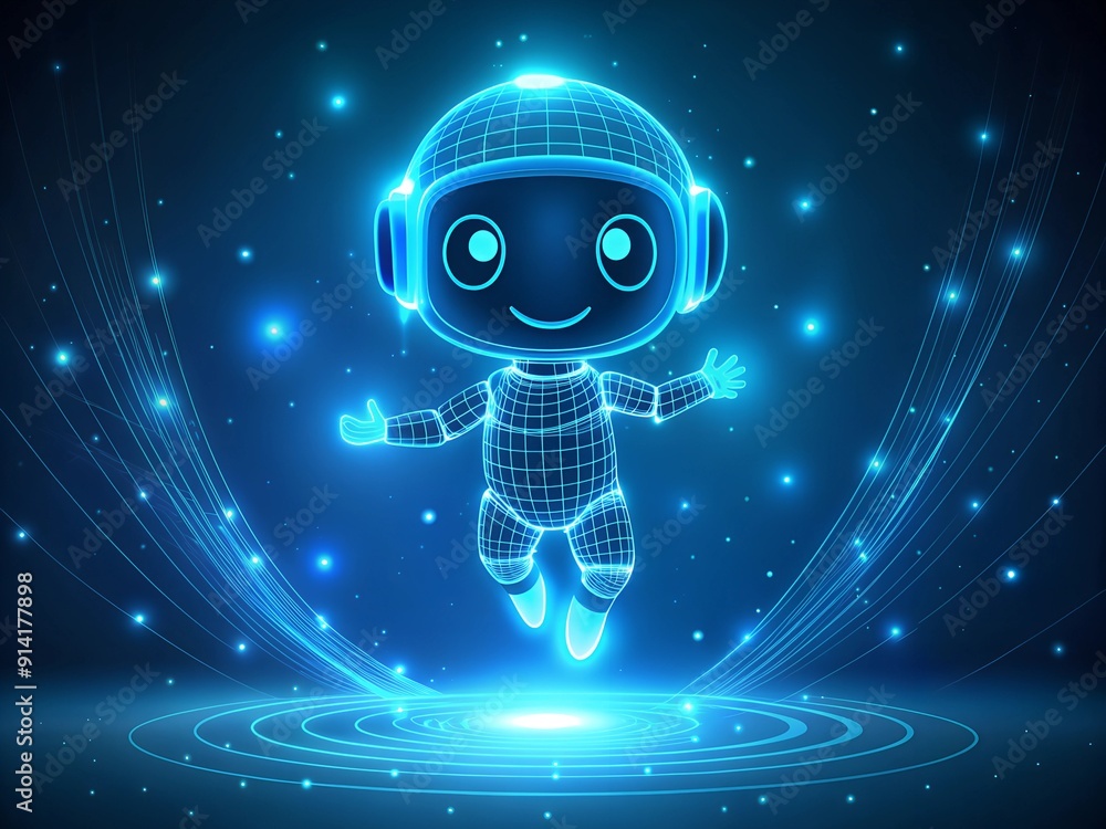 Aufkleber futuristic 3d render of a robotic android character standing as a symbol of artificial intelligence 