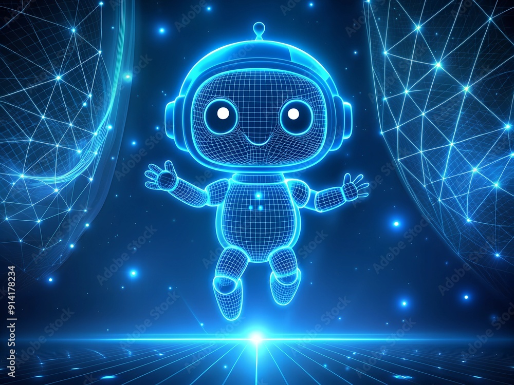 Aufkleber futuristic 3d render of a robotic android character standing as a symbol of artificial intelligence 