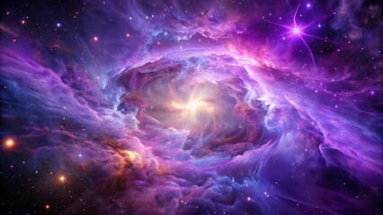 Purple gas nebulae in space and sparkling stars