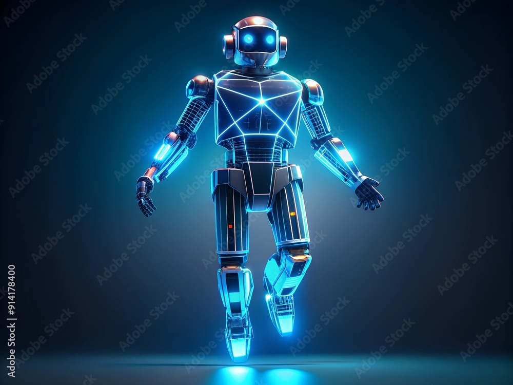 Fototapete futuristic 3d render of a robotic android character standing as a symbol of artificial intelligence 