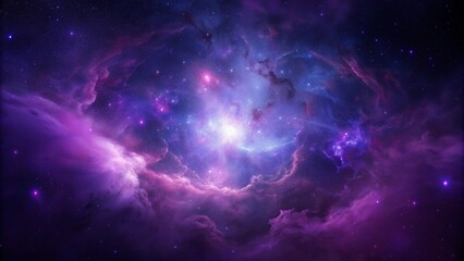 Purple gas nebulae in space and sparkling stars