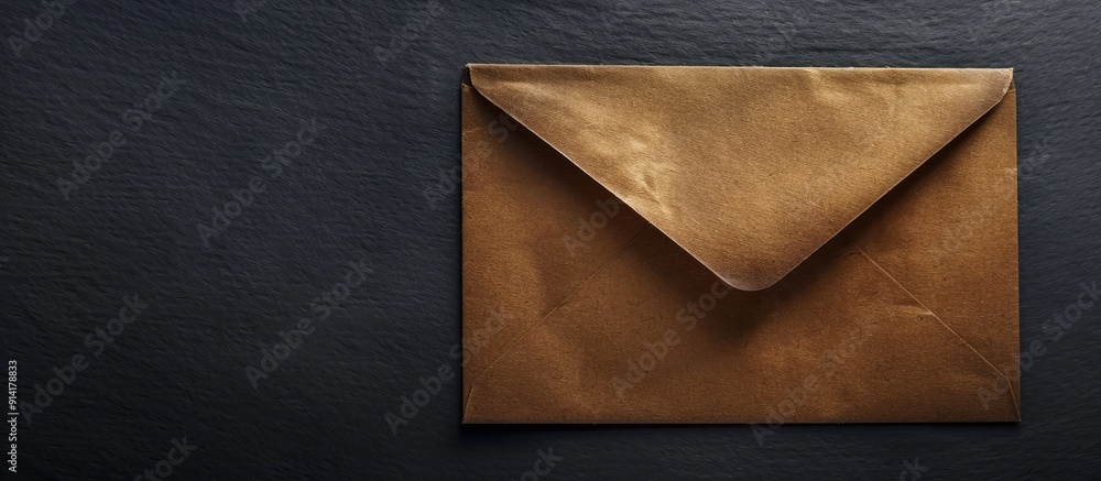 Poster envelope with dark paper edge visible ready to seal and mail showcasing a copy space image
