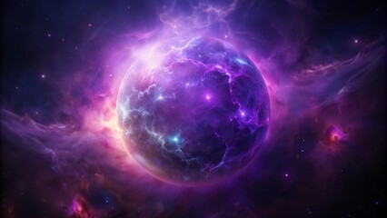 Fototapeta premium Purple gas nebulae in space and sparkling stars