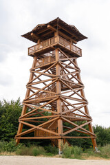 Wooden observation tower in nature