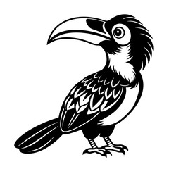 Fototapeta premium Hornbill Bird Vector Illustration - Cartoon, Clipart, and Line Art Design