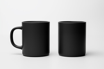 Black mug mockup isolated on grey background