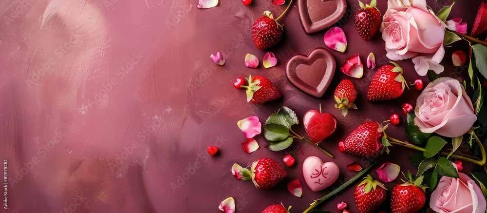 Poster valentine s and mother s day postcard with love theme viewed from above featuring copy space image