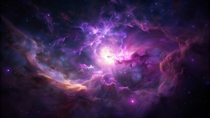 Fototapeta premium Purple gas nebulae in space and sparkling stars