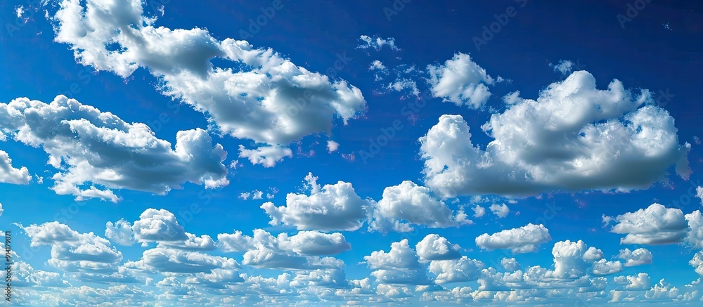 Poster the expansive blue sky filled with fluffy clouds is perfect for a copy space image