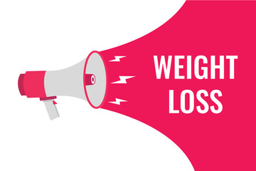 weight loss button, banner, label, template for website. weight loss text with colorful megaphone icon
