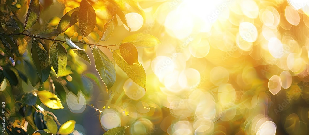 Poster copy space image featuring a sunny abstract summer background with bokeh and sun transitioning into 