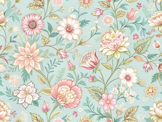 Vintage pink floral seamless pattern vector for wallpaper decor