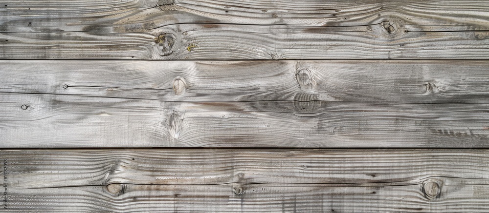 Poster top down view of weathered gray wooden planks offering a textured floor surface in an overhead copy 