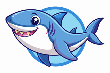 Cartoon Illustration of a Smiling Blue Shark