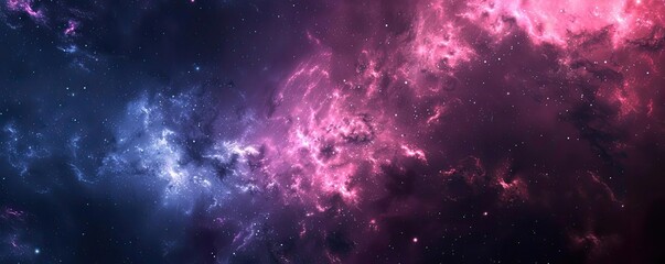 Obraz premium Stunning cosmic landscape featuring vibrant nebulae and star clusters in a myriad of colors against a dark starry background.