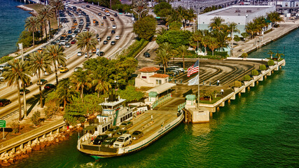 Miami, Florida. Wonderful coastal colors with skyscrapers and ocean