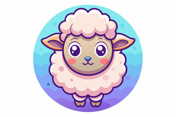 Fototapeta premium Adorable Cartoon Sheep with Big Eyes and Pink Cheeks