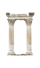 Obraz premium Medieval arched columns with intricate decorations. Ancient pillar isolated on transparent PNG background. Antique Roman and Greek columns. Historical relics from ancient times.